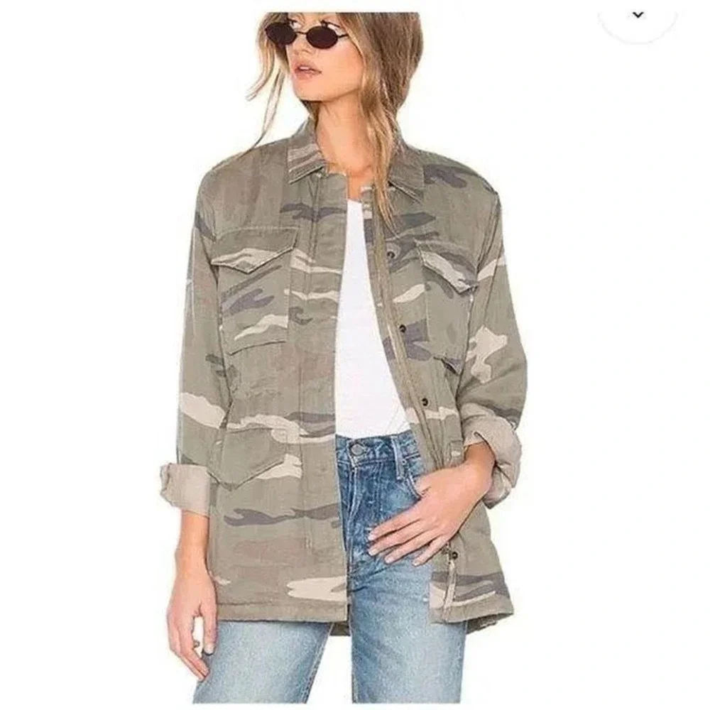 Rails Whitaker Sage Camo Drawstring Utility Jacket Fur Lined Heavy Winter Coat M
